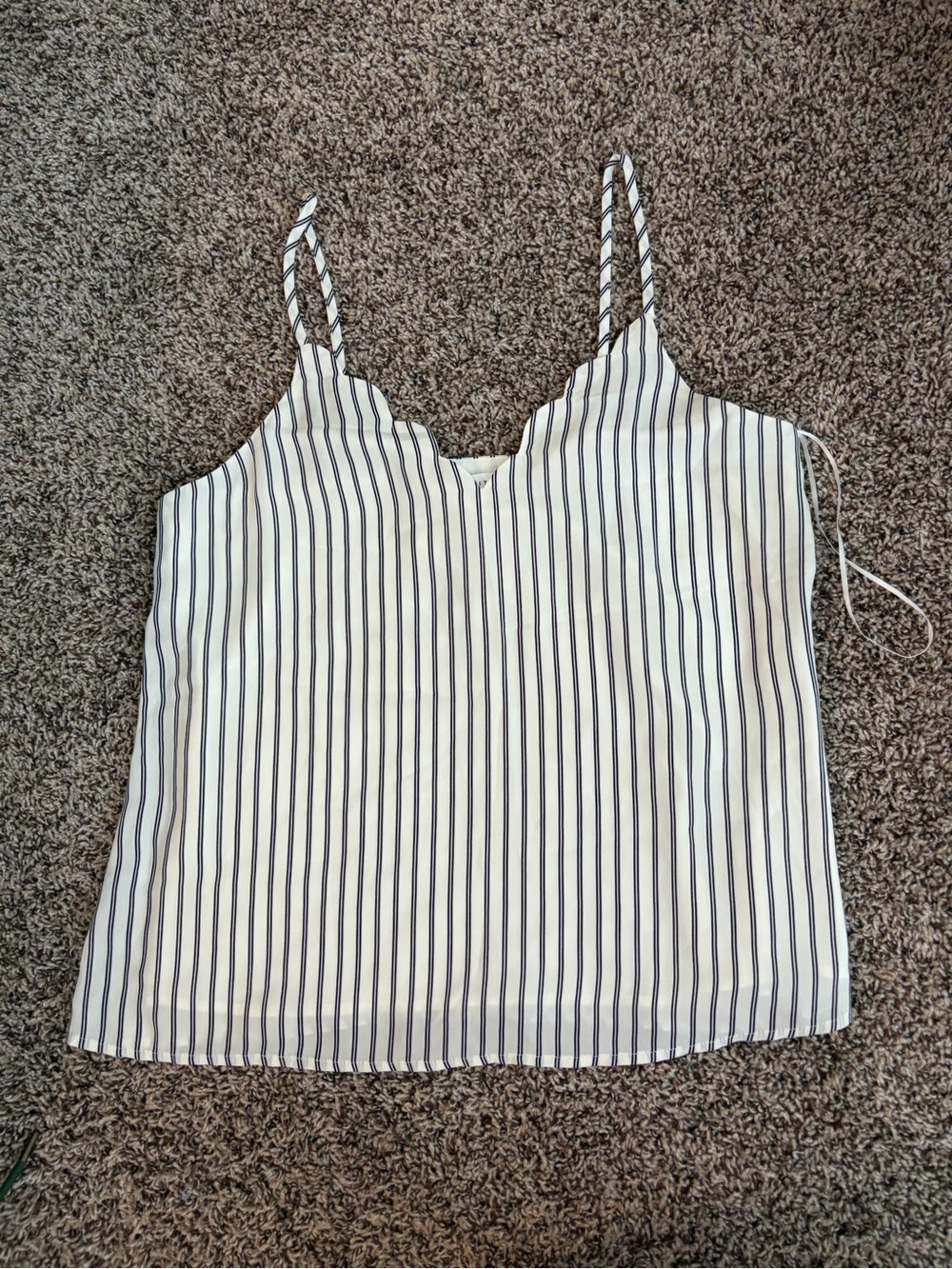 NWT Striped V-Neck Cami Tank Top - White with Black Stripes